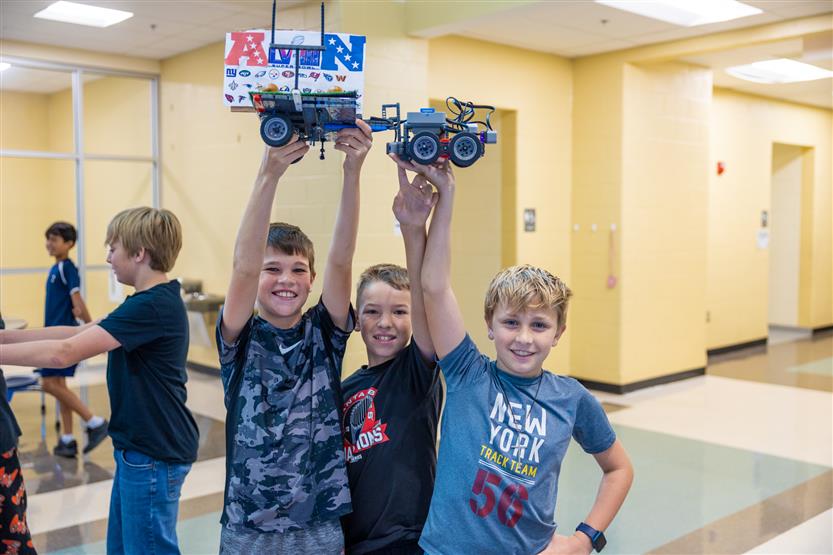 Robot parade at Thompson's Station Middle